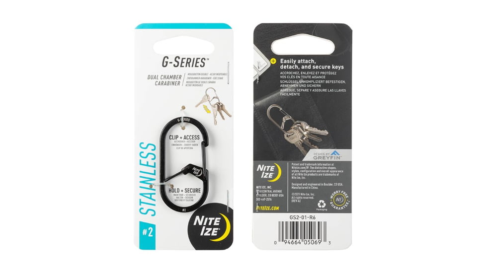 Nite Ize G-Series Dual Chamber Carabiner, Black, #2, GS2-01-R6