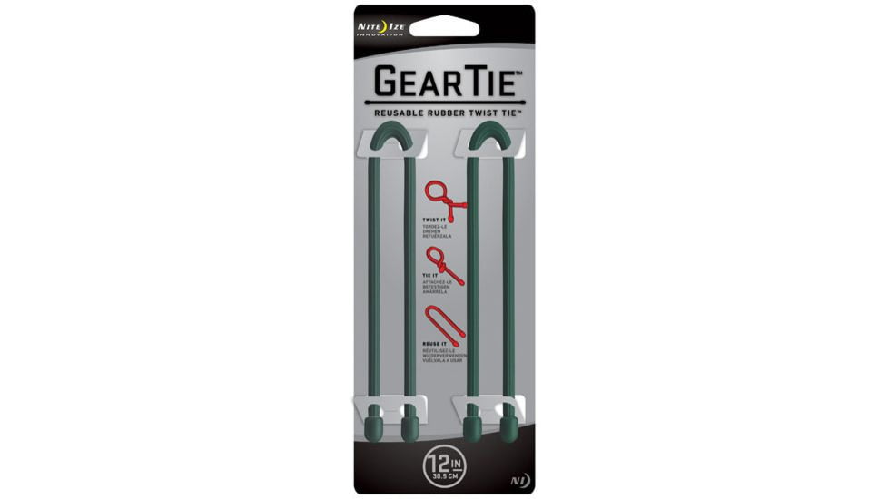 Nite Ize Gear Tie 12in Forest Green 2pk