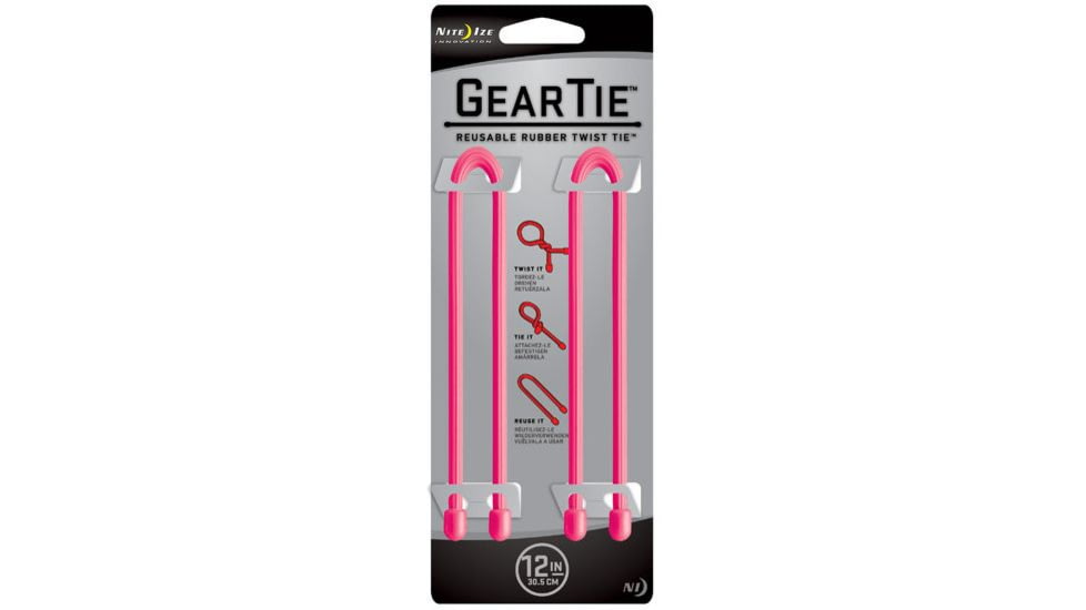 Nite Ize Gear Tie 12in Pink 2pk