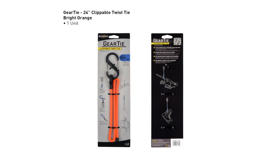 Nite Ize Gear Tie Clippable Twist Tie 24in,Bright Orange GLC24-31-R3