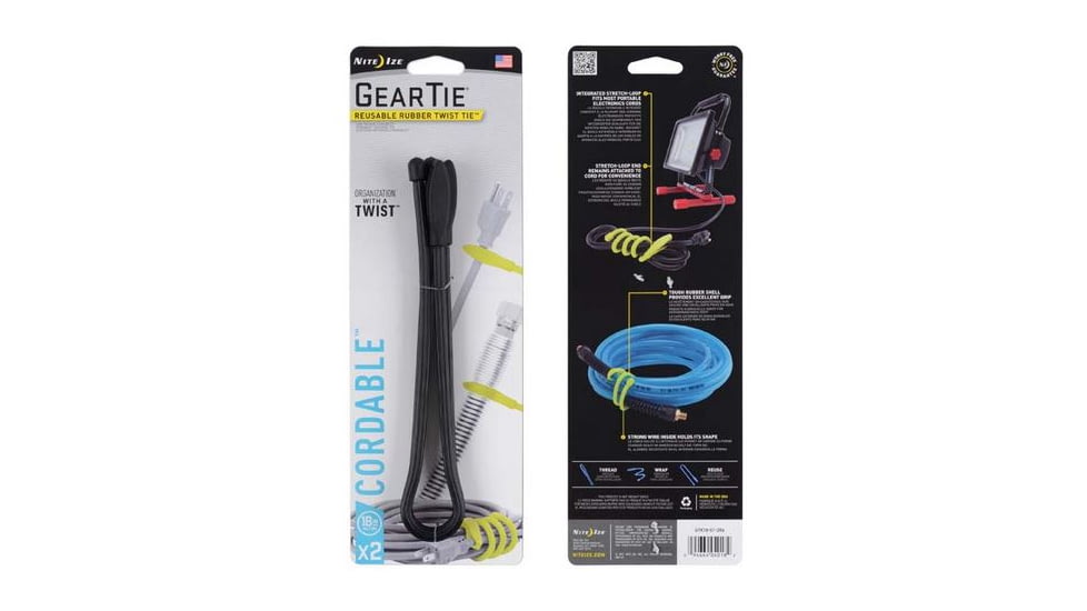 Nite Ize Gear Tie Cordable Twist Tie, Black, 18 in, GTK18-01-2R6