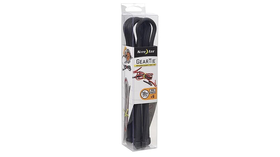 Nite Ize Gear Tie ProPack Rubber Twist Tie,18in,Pack of 6, Black GTPP18-01-R8