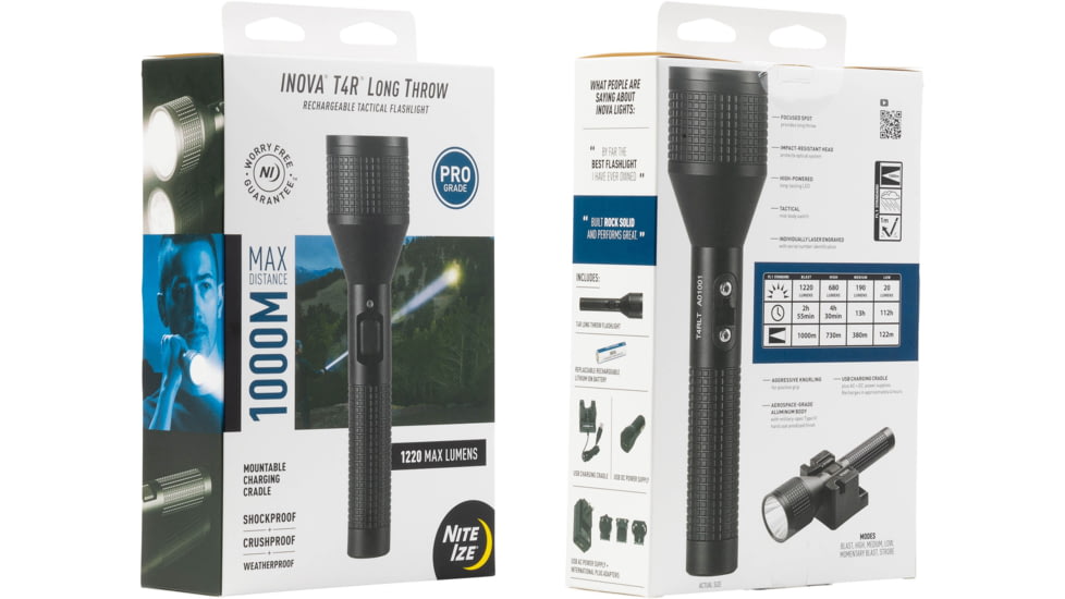 Nite Ize Inova T4r Long Throw Rechargeable Tactical Flashlight - T4RLTA-01-R8