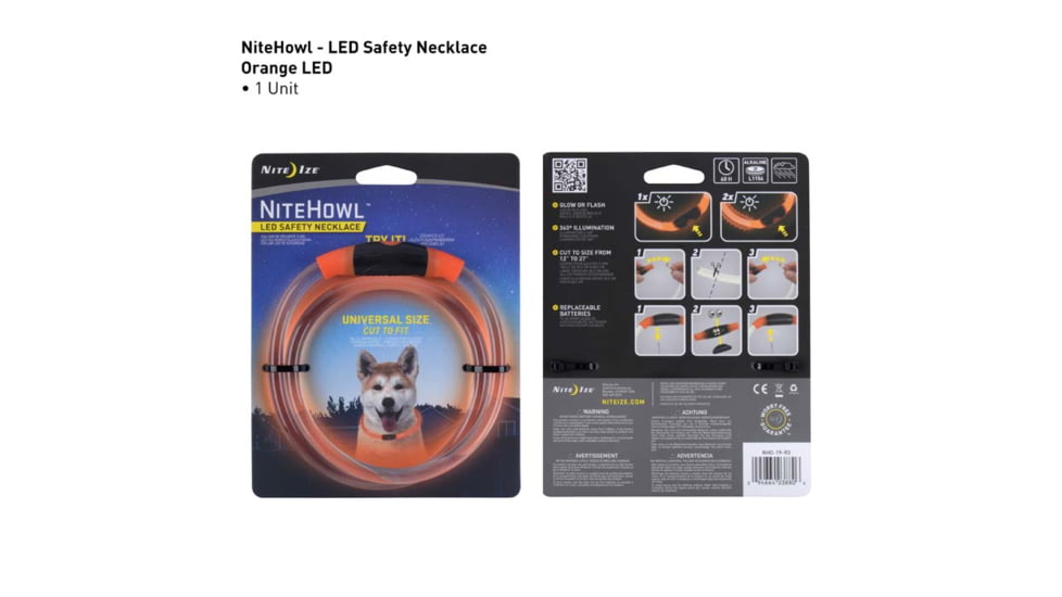 Nite Ize NiteHowl LED Dog Safety Necklace, Orange, NHO-19-R3