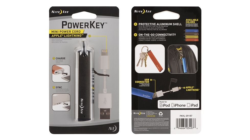 Nite Ize PowerKey Mini Power Cord,Apple Lightning,Black PKYL-09-R7