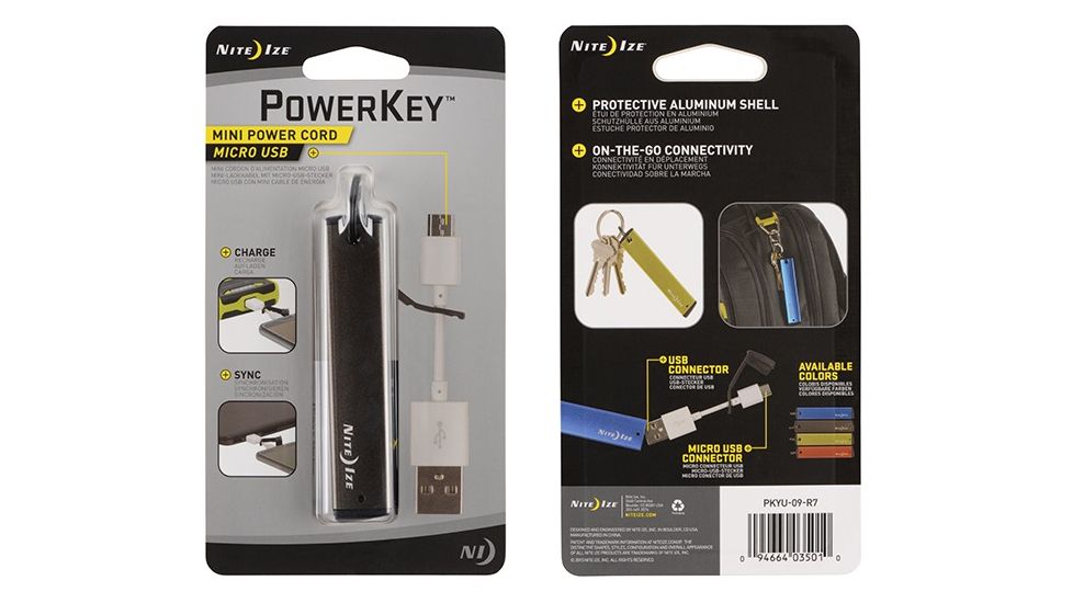 Nite Ize PowerKey Mini Power Cord,Micro USB,Black PKYU-09-R7