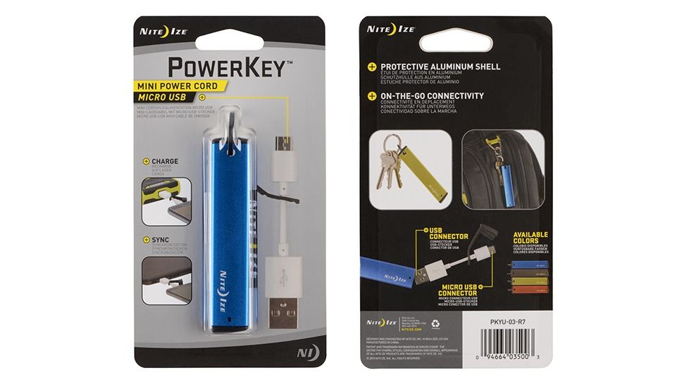 Nite Ize PowerKey Mini Power Cord,Micro USB,Blue PKYU-03-R7