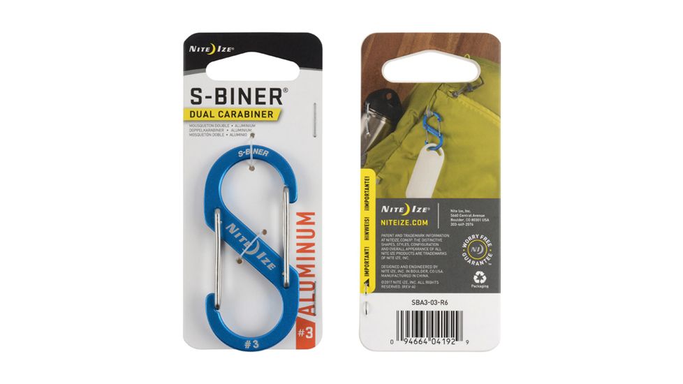 Nite Ize S-Biner Dual Carabiner Aluminum, Blue, 3in, SBA3-03-R6