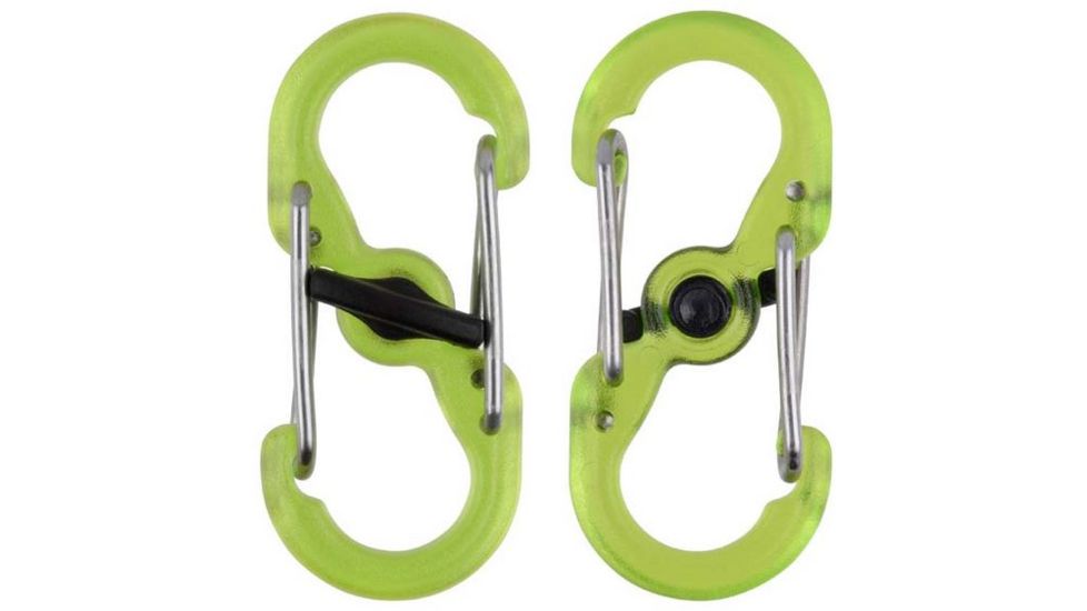 Nite Ize S-Biner Plastic MicroLock 2pk Translucent Lime LSBPM-17T-2R3