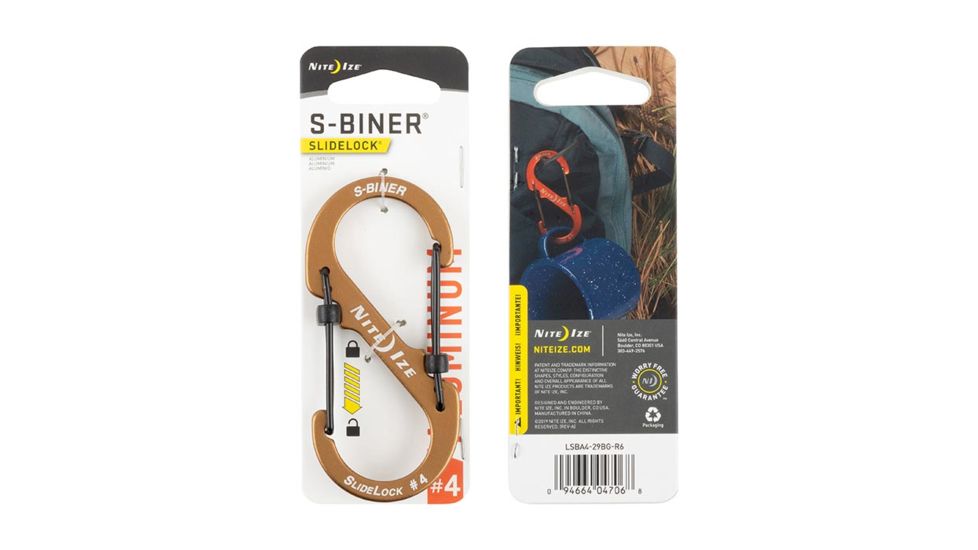 Nite Ize S-Biner SlideLock Aluminum, #4, Coyote LSBA4-29BG-R6