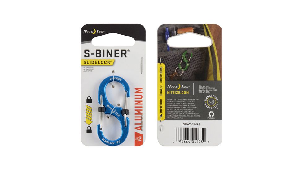 Nite Ize S-Biner SlideLock Aluminum Carabiner, Blue, 2in, LSBA2-03-R6