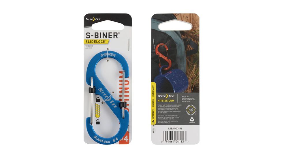 Nite Ize S-Biner SlideLock Aluminum Carabiner, Blue, 4in, LSBA4-03-R6