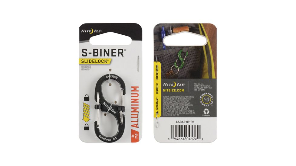 Nite Ize S-Biner SlideLock Aluminum Carabiner, Charcoal, 2in, LSBA2-09-R6