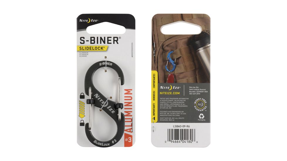 Nite Ize S-Biner SlideLock Aluminum Carabiner, Charcoal, 3in, LSBA3-09-R6