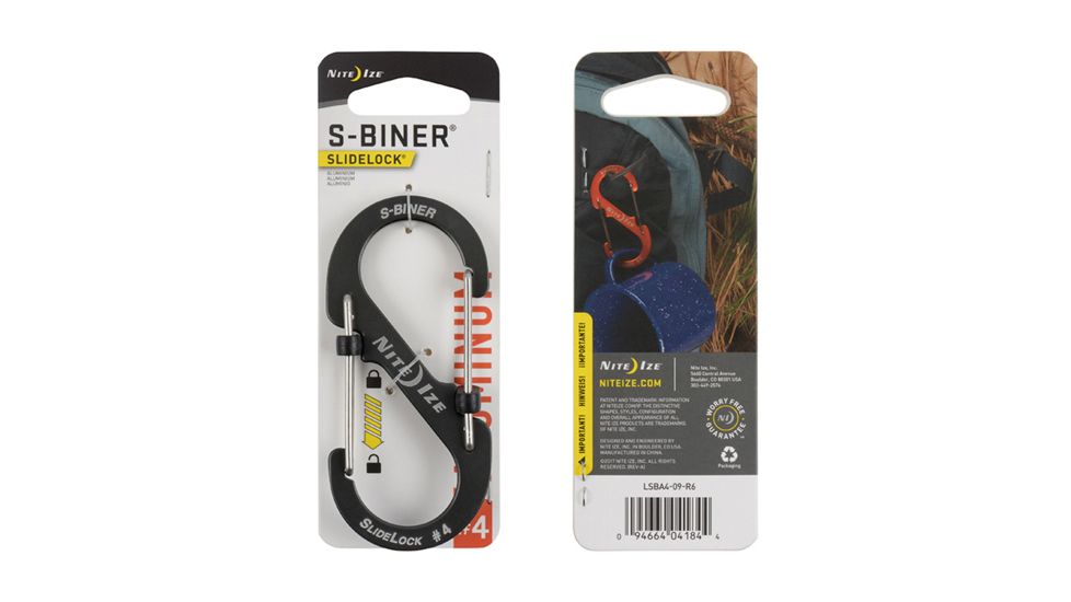 Nite Ize S-Biner SlideLock Aluminum Carabiner, Charcoal, 4in, LSBA4-09-R6