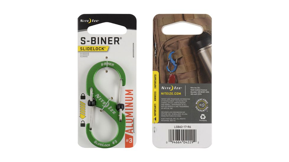Nite Ize S-Biner SlideLock Aluminum Carabiner, Lime, 3in, LSBA3-17-R6