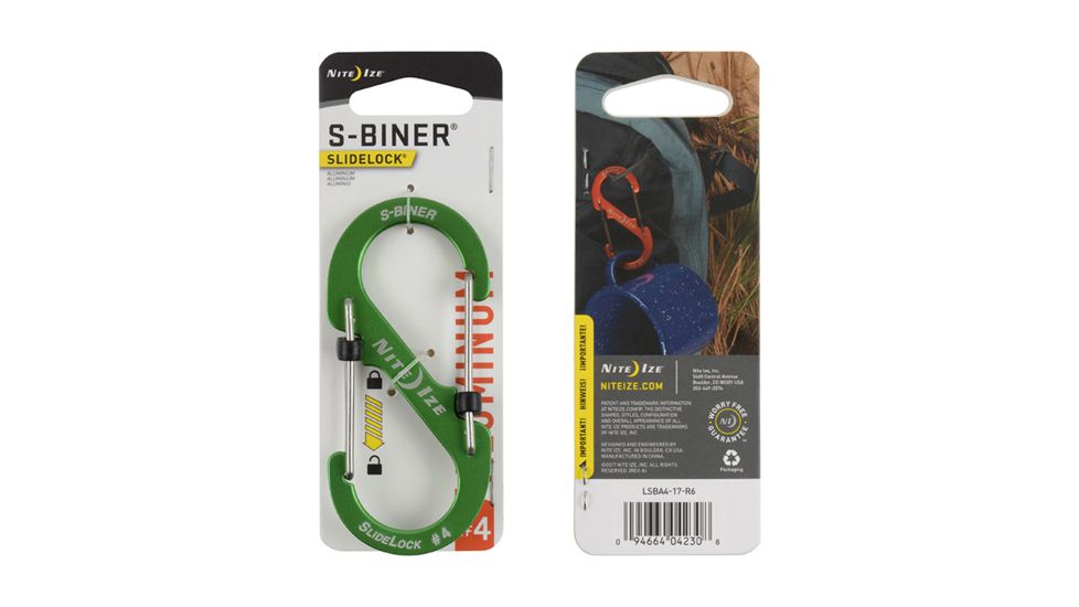 Nite Ize S-Biner SlideLock Aluminum Carabiner, Lime, 4in, LSBA4-17-R6