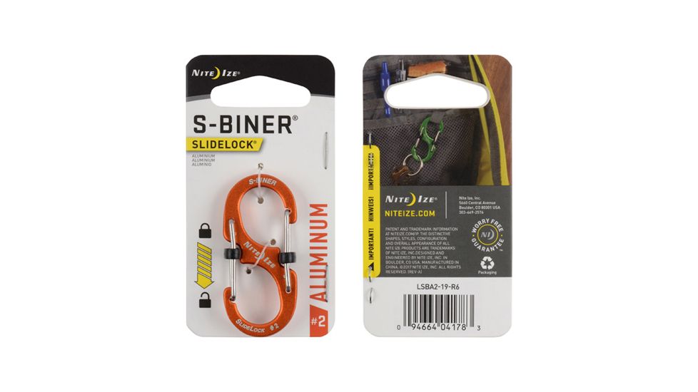 Nite Ize S-Biner SlideLock Aluminum Carabiner, Orange, 2in, LSBA2-19-R6