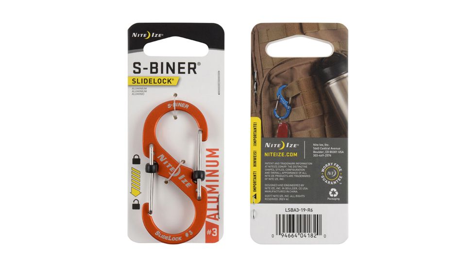 Nite Ize S-Biner SlideLock Aluminum Carabiner, Orange, 3in, LSBA3-19-R6