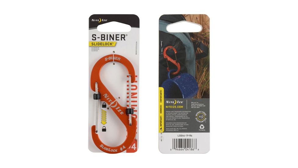 Nite Ize S-Biner SlideLock Aluminum Carabiner, Orange, 4in, LSBA4-19-R6