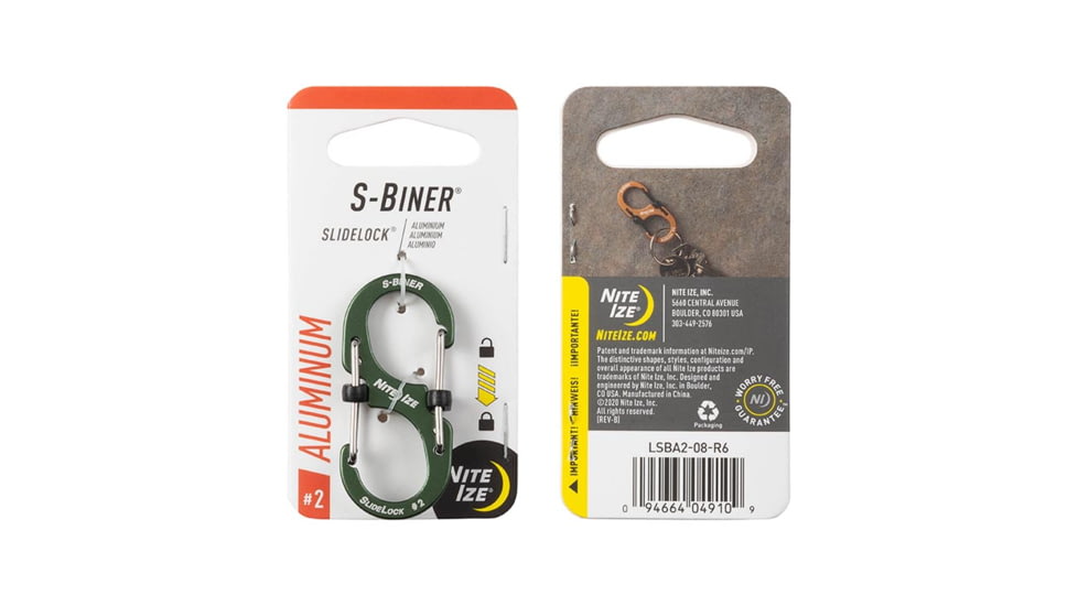 Nite Ize S-Biner SlideLock Aluminum, Olive, #2, LSBA2-08-R6