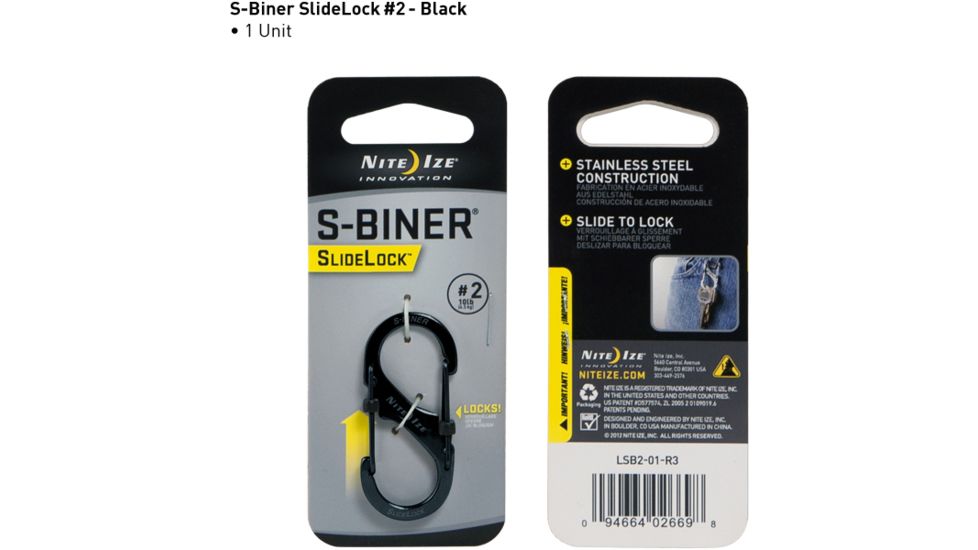 Nite Ize S-Biner SlideLock Size 2, Black LSB2-01-R3