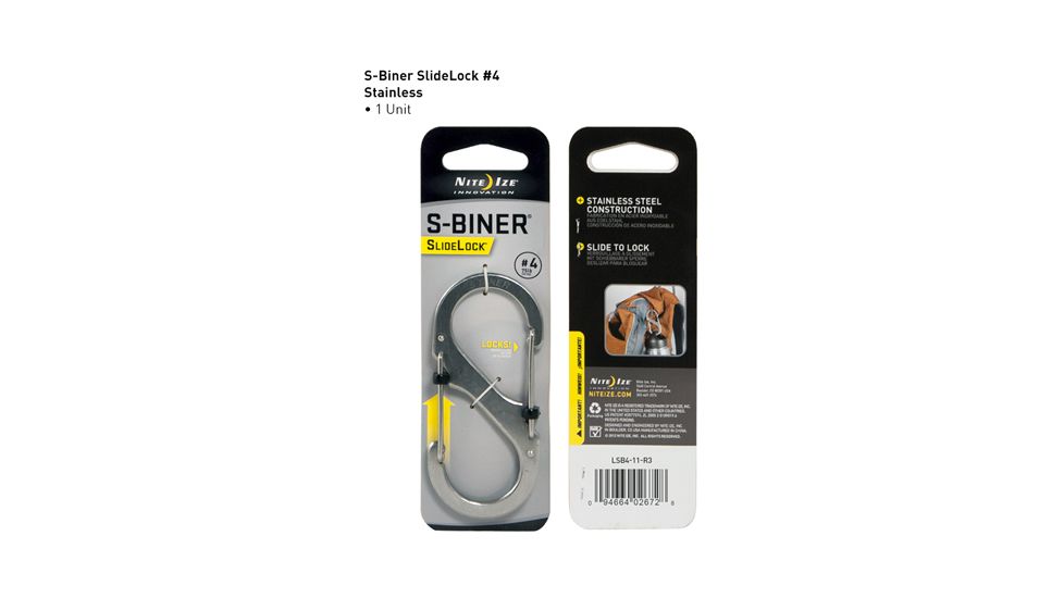 Nite Ize S-Biner SlideLock Size 4, Stainless LSB4-11-R3