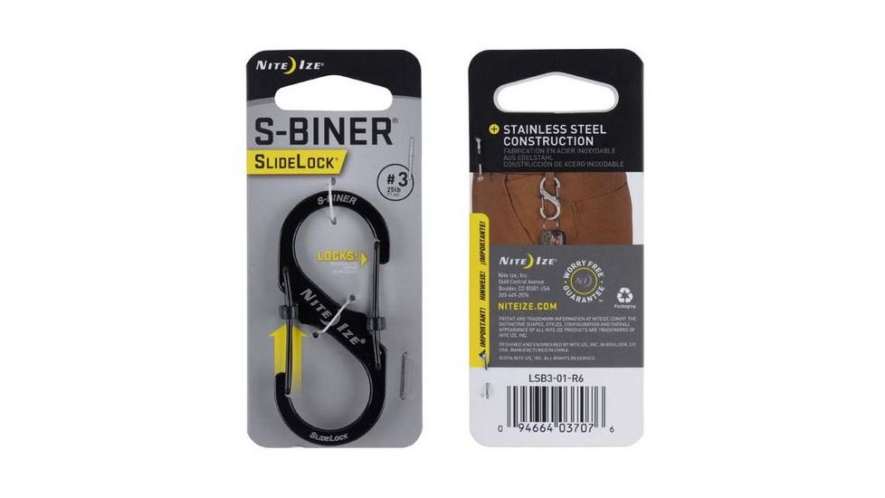Nite Ize S-Biner SlideLock Steel - #3, Black LSB3-01-R6