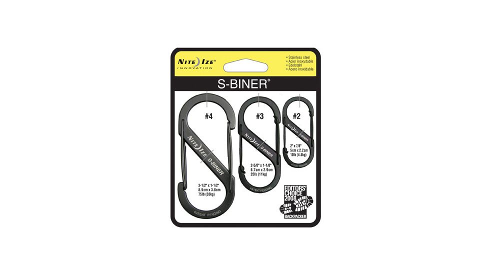 Nite Ize SB234-03-01 S-Biner Versatile Carry Biners, 3 Pack, Black