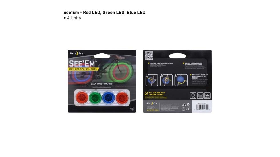 Nite Ize See Em LED - Red,Blue and Green,Pack of 4 NSE-A1-4R3