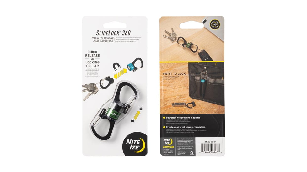 Nite Ize SlideLock 360 Magnetic Locking Dual Carabiner, Olive, MSBL-08-R7