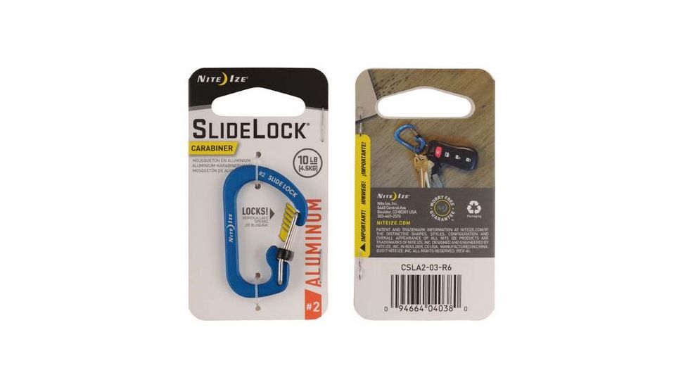 Nite Ize SlideLock Carabiner Aluminum No2, Blue, CSLA2-03-R6
