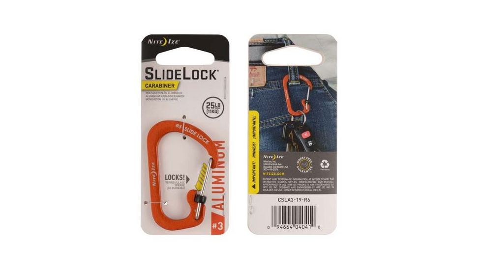 Nite Ize SlideLock Carabiner Aluminum No3, Orange, CSLA3-19-R6