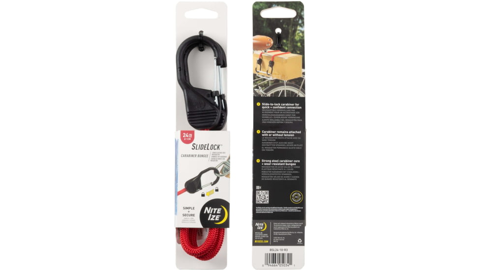 Nite Ize Slidelock Carabiner Bungee, Red - BSL24-10-R3