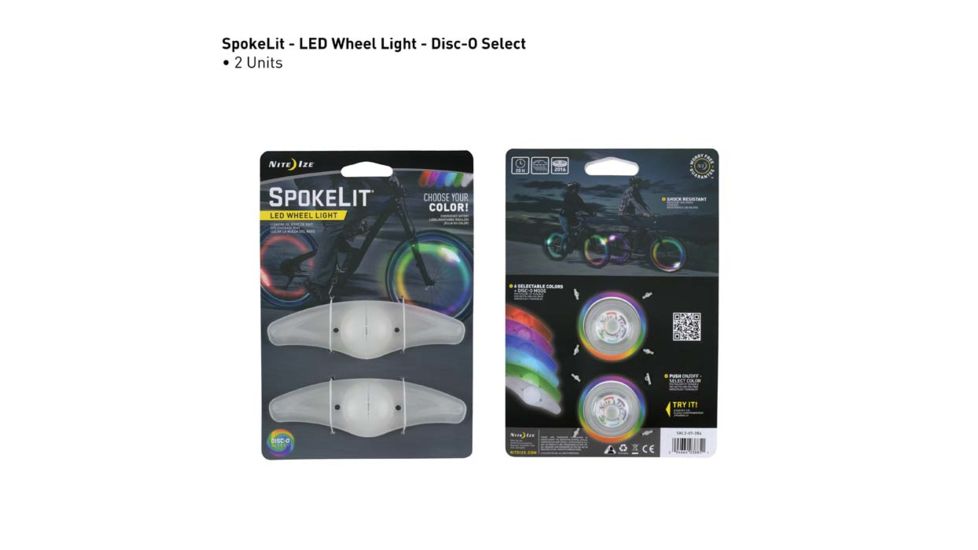 Nite Ize SpokeLit LED Wheel Light, 2 Pack, Disc-O Select, SKL2-07-2R6
