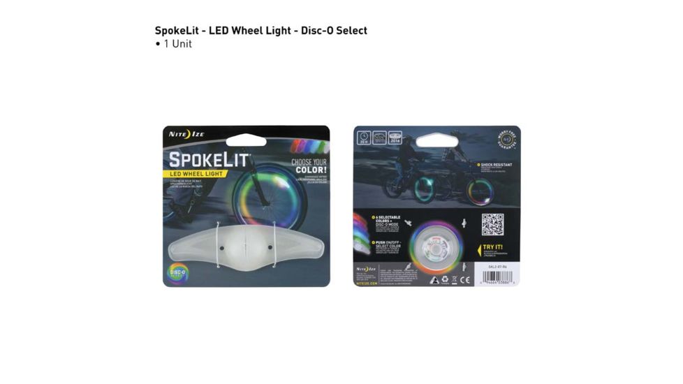Nite Ize SpokeLit LED Wheel Light, Single Pack, Disc-O Select, SKL2-07-R6