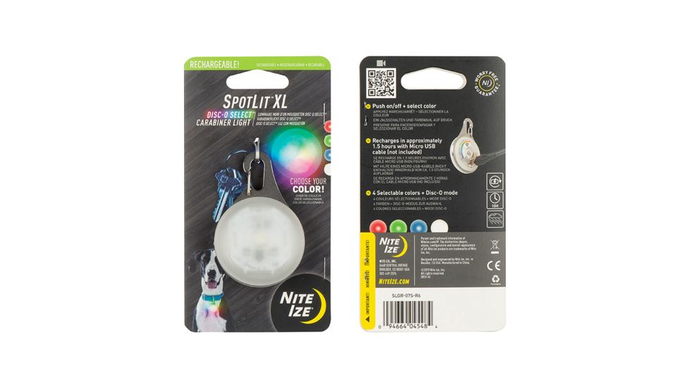 Nite Ize SpotLit Rechargeable Carabiner Light, Multi, Extra Large SLGR-07S-R6
