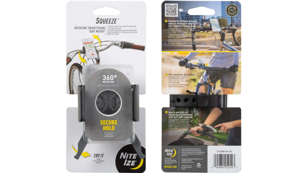 Nite Ize Squeeze Rotating Smartphone Bar Mount, Clear - SUSBM-04-R3