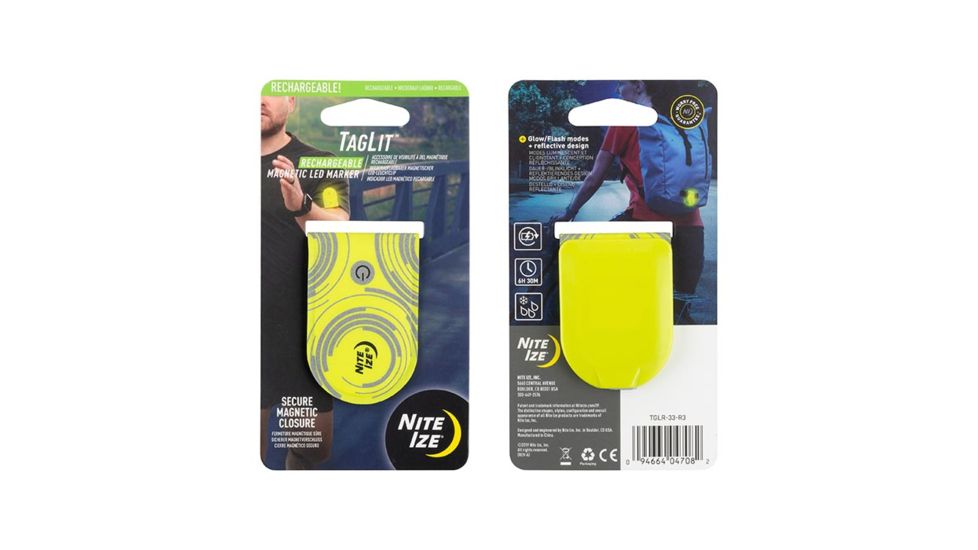 Nite Ize TagLit Rechargeable Magnetic LED Marker, Neon Yellow/Green LED TGLR-33-R3
