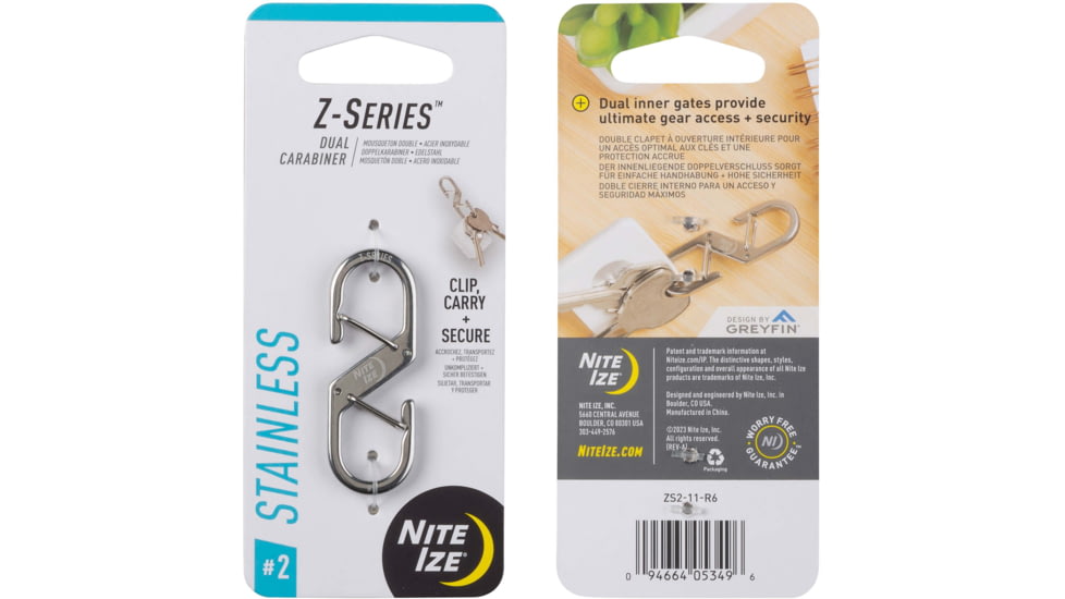 Nite Ize Z-Series Dual Carabiner, Size #2, Single-Pack, ZS2-11-R6