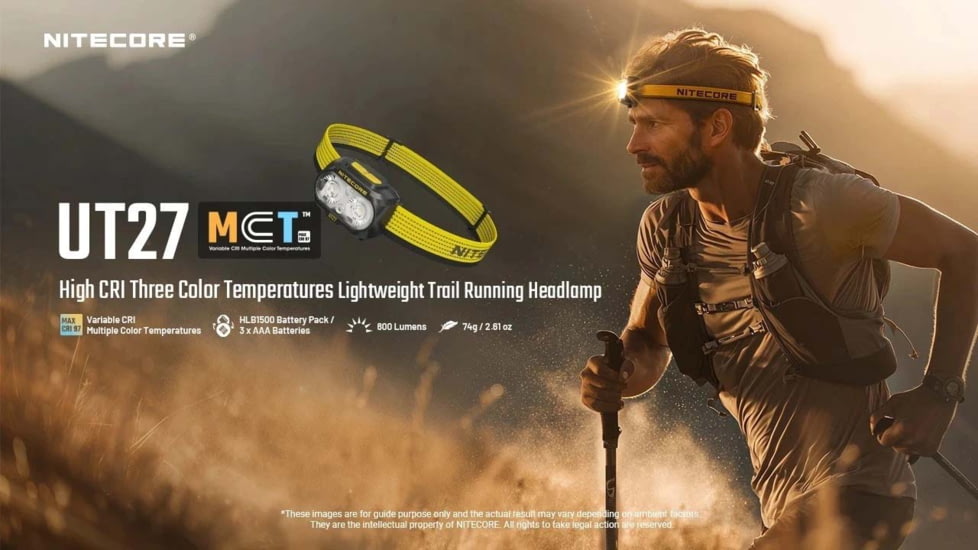 Nitecore UT27 MCT HLB1500 Li-ion Battery Pack/AAA 800 Lumens 3 Color Temperatures Running Headlamp