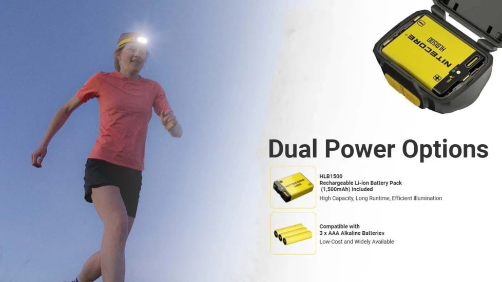 Nitecore UT27 MCT HLB1500 Li-ion Battery Pack/AAA 800 Lumens 3 Color Temperatures Running Headlamp