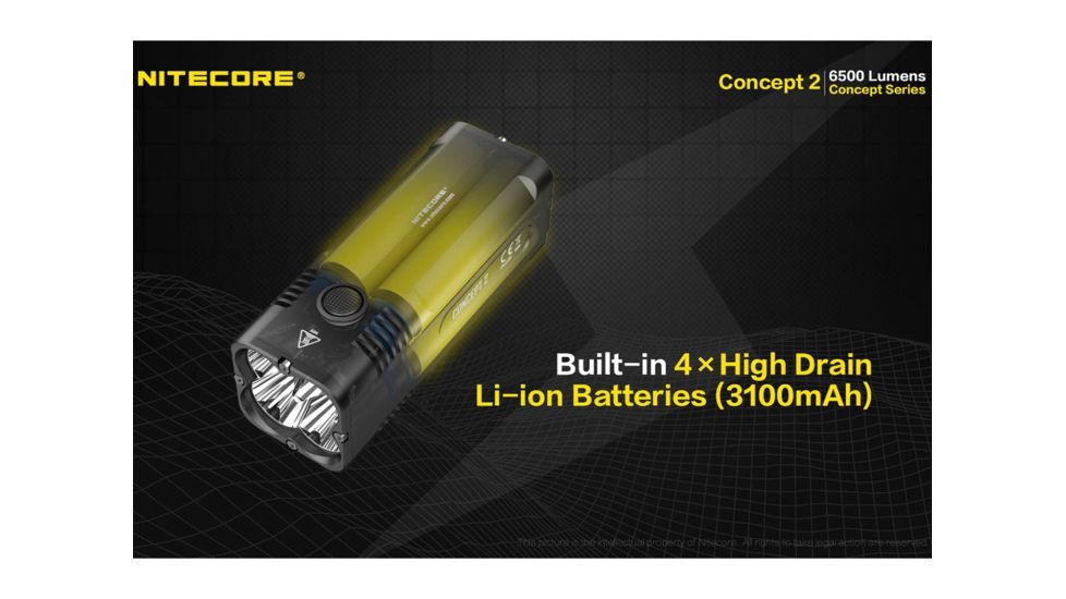 Nitecore Concept-2 4 x Built-In Battery Packs 4 x CREE XHP35 HD LED Rechargeable Ultra-Bright Flashlight, 6500 Lumens, Black, CONCEPT-2