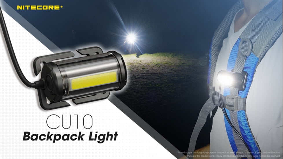 Nitecore CU10 220 Lumen Backpack Flashlight, Black, 6952506406807