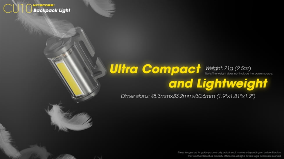 Nitecore CU10 220 Lumen Backpack Flashlight, Black, 6952506406807