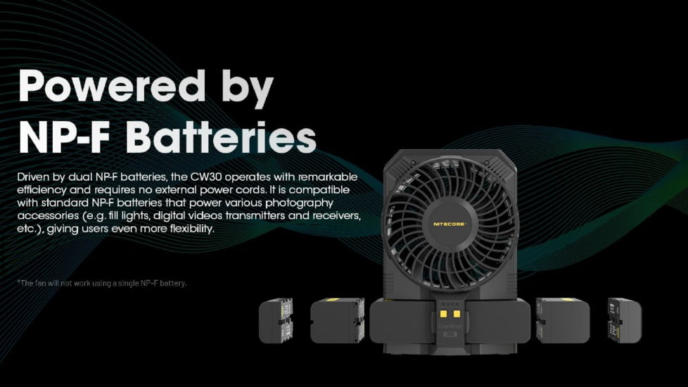 Nitecore CW30 Portable Cordless Photography Fan, Black, ACC-NITE-CW30