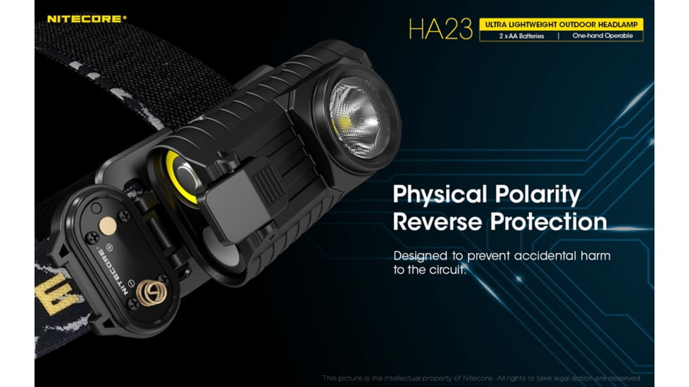 Nitecore HA23 250 Lumen Ultra Lightweight Headlamp, Use 2xAA, Black, 6952506405091