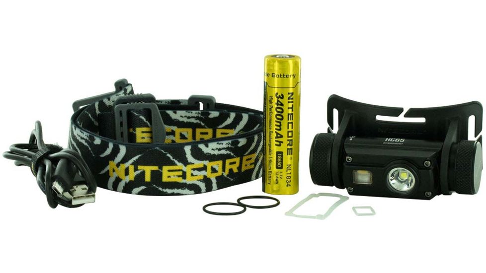 Nitecore HC65 1 x 18650/ 2 x CR123A/ 16340 CREE XM-L2 U2 LED Rechargeable Headlamp, 1000 Lumens, Black, HC65