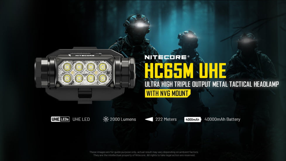 Nitecore HC65M UHE NVG Mountable USB-C Rechargeable Headlamp, Black, HC65MUHE
