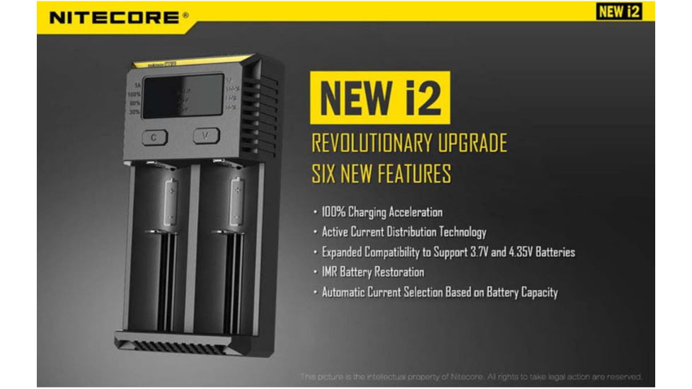 Nitecore I2 Intellicharger 2-Slot Universal Battery Charger, Black, 6952506491384